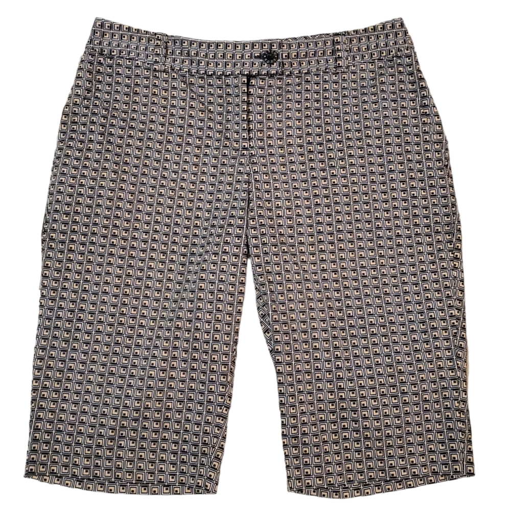 IZOD XFG‎ Stretchy Women's Geometric Bermuda Cotton Black White Shorts Size 4